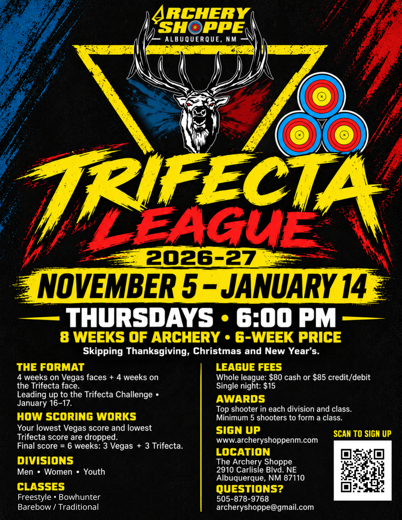 Trifecta League 2026–27 flyer with schedule, fees, divisions, classes, and league format